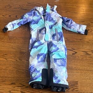 Kids' Purple & Turquoise One-Piece Puffer Snowsuit - Brand Not Specified